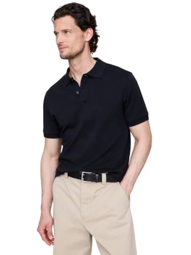 BANANA REPUBLIC Men's Luxury-Touch Polo, Black, Large