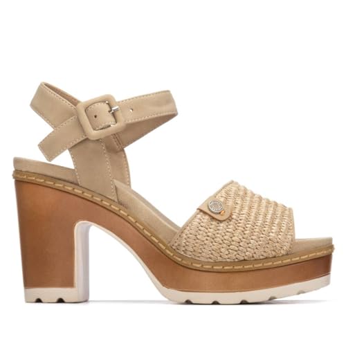 REFRESH - Sandale Femme Taupe - Chaussures confortables et polyvalentes - Mode décontractée - Modèle 17528101 (Taille37)