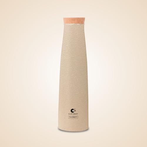 Image of Clay Craft Vacbott Crest Combo Set Single Walled Non Insulated Water Bottle, 900ml, with Single Walled Victor Mug Set of 2 (Beige) Steel Bottles for School, Office, Home, Gym, Rust free Steel Bottle