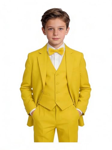 Image of Toddler Suits Slim Fit Suit for Boys,Formal Tuxedo Ring Bearer Outfit Kids Dress Clothes for Wedding,Adjustable Waist