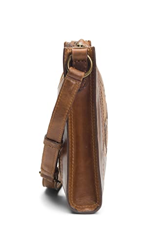 Frye Womens Melissa Studded Floral Zip Crossbody Bag, Cognac, One Size Us #TOP2