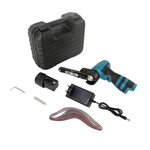 Yosoo Health Gear Lijadora de Banda Inalámbrica, Herramienta de Lijado de Detalles con Batería de 16,8 V para Madera, Metal y Superficies Curvas con 15 Bandas de Lijado (Baterías duales con