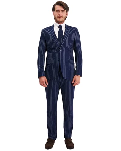 Costume 3 pièces à rayures fines homme qualité supérieure affaires