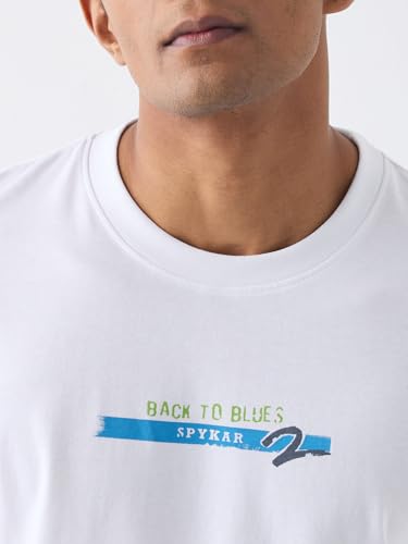 Image of Spykar Men's Oversized Round Neck Half Sleeve Solid Casual T-Shirt