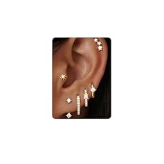 Gold - Classic Stud & Hoop Earrings Set