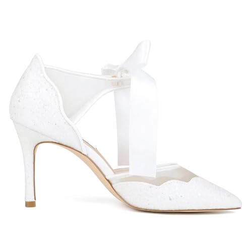 Sequin Glitter Wedding Shoes for Bride Closed Toe Bridal Shoes Wedding Heels Women Party Shoes4