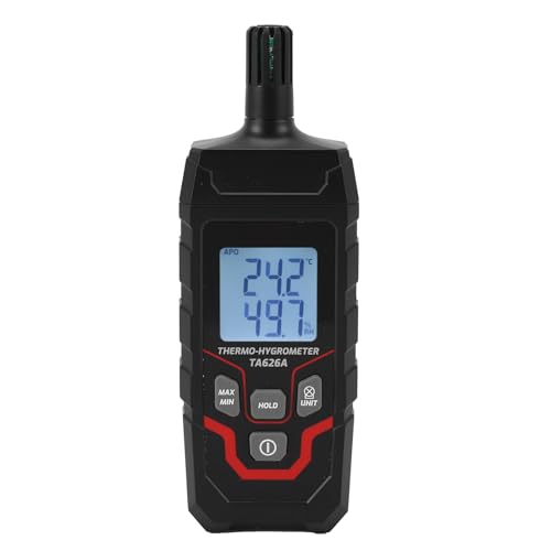 OVAQUIXI Temperature Humidity Meter, Digital Thermometer Hygrometer Monitor with Dew Point, Wet Bulb, Data Hold, Backlight Display for Industrial Agricultural Home