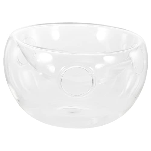 Gatuida 1 Pieza vajilla de hielo seco largo ensaladera con tapa ensaladera helada bol cuenco para servir hielo cuenco redondo para condimentos Vidrio de alto borosilicato Transparente