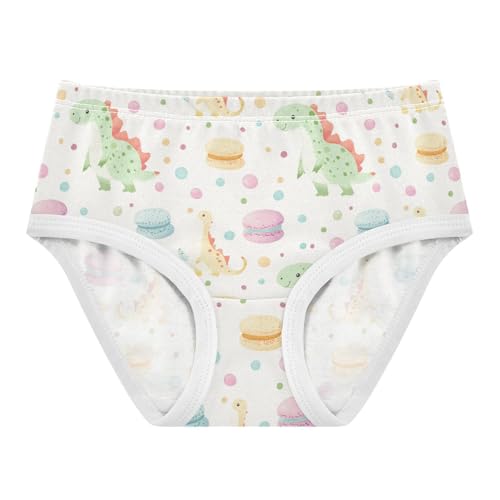 ZZKKO Dinosaur Macaron and Polka Dot Girls Underwear Toddler Panties for Girls Comfort Brief Size 8Y