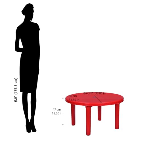 Image of Nilkamal Meridian Strong & Durable Plastic Table for Kids | Use for Playing, Studying | Dining Breakfast Table for Eating & Multipurpose | Laptop Desk |Bright Red