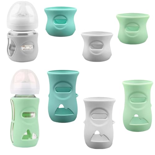 Image of Silicone Sleeves for Avent Glass Natural Baby Bottle,6 Pack Bottles Shatter Proof Bottle Covers,Anti Flow Holder Compatible Baby Bottle 4 oz & 8 oz,BPA Free(Grey+Blue+Green)