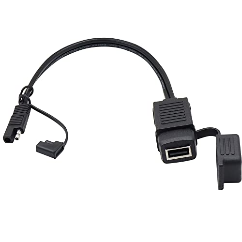 GELRHONR SAE Quick Connector to USB Adapter Motorcycle Cable 5V 2.1A USB Port Power Socket with Waterproof Cover Compatible with Smart Phone Tablet GPS Charge On Motorcycle12-24V -36CM