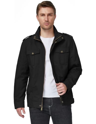 Image of WenVen Men's Casual Washed Cotton Military Jacket