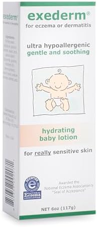Exederm Baby Lotion, Hydrating for Eczema & Dermatitis Prone Skin, 8 Fl Oz, Ultra Sensitive Non-Irritating Baby Eczema Lotion, Soothing, Lightweight and Easy to Spread, Color, Fragrance & Paraben Free