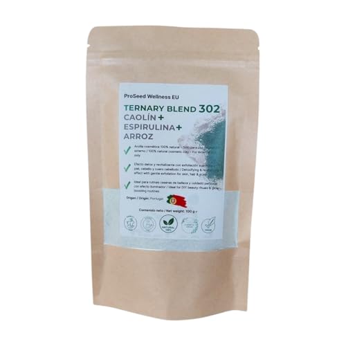 Arcilla Blanca de Caolín + Espirulina + Arroz – Mascarilla Facial Detox, Revitalizante y Suavizante – 100% Natural | Ternary Blend 302 – 100g