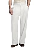 Susclude Baggy Dress Pants Men Pleated Old Money Wide Leg Trousers Casual Slacks Relaxed Fit High Waisted Vintage Pant for Men White