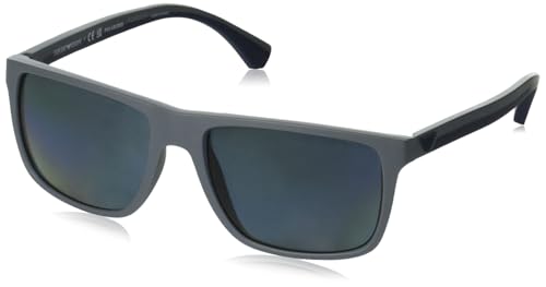 Emporio Armani Men's EA4033 Polarized Square Sunglasses, Grey, 56 mm