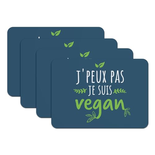 Sets de table caoutchouc bleu grand format lavable napperon table cuisine vegan