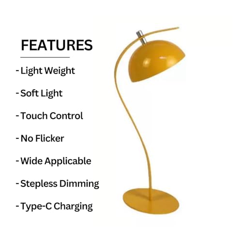 Image of NYRWANA Table Lamp for Study Room, Study Lamp, 3 Modes Touch Control LED Desk Lamp, Study Table Lamp, Lamp Light for Study, Gifts for Family & Friends, Desk Lamp - USB-C Rechargeable (Yellow)