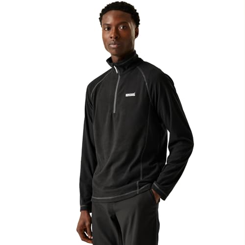 Regatta Montes Mini Stripe Sudadera Ligera de Felpa con Media Cremallera, Hombre, Negro (Negro (Black)), L