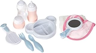 Theo Klein 1732 Baby Coralie Doll Dining and Care Set | 11-Piece Set | Incl Bottle, Cutlery, Bib, Nappy, Mirror and much more | Toy for Children from 3 Years