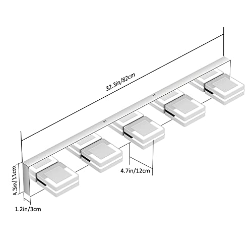 Ralbay 5 Light Modern LED Vanity Light Chrome Bathroom Light Fixtures Acrylic Up and Down Bathroom Wall Mounted Lighting Over Mirror by Ralbay - Image 4