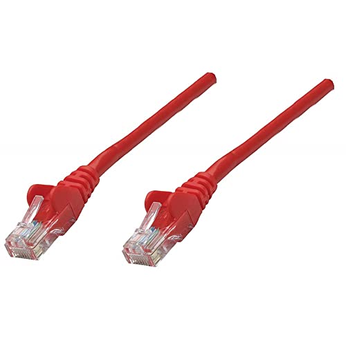 Image of Intellinet Network Patch Cable, Cat5e, 20m, Red, CCA, U/UTP, PVC, RJ45, Gold Plated Contacts, Snagless, Booted, Polybag
