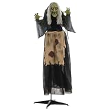 HOMCOM 160cm 63" Witch Outdoor Halloween Decoration with Sound Activated