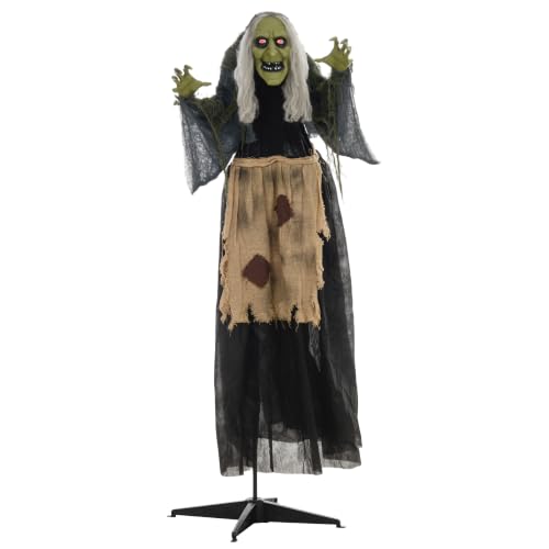 HOMCOM 160cm 63" Witch Outdoor Halloween Decoration with Sound Activated