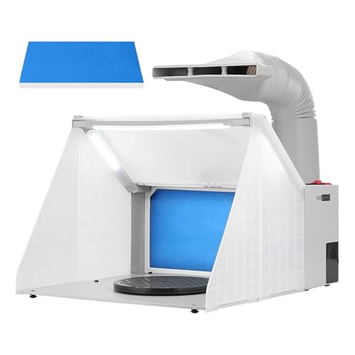 VIVOHOME Airbrush Absauganlage Tragbare Spritzkabine mit LED Beleuchtung Drehtisch und Filterschwamm für Modellbau Kuchen Handwerk Nagel Spielzeug Lackierarbeiten