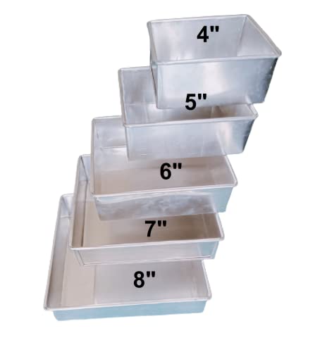 Image of Best Baking Utensils Aluminium Square Cake Pan /Tin /Tray - 4-8 Inches x 2.5 Inch Height for 250gm-1kg Cakes, Brownies, Sponge