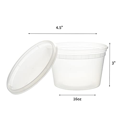Image of [240 Set - 16 oz.] Plastic Deli Food Storage Containers With Lids, Disposable togo containers for soup, Meal Prep, Slime | BPA Free | Stackable | Leakproof | Microwave | Dishwasher | Freezer Safe