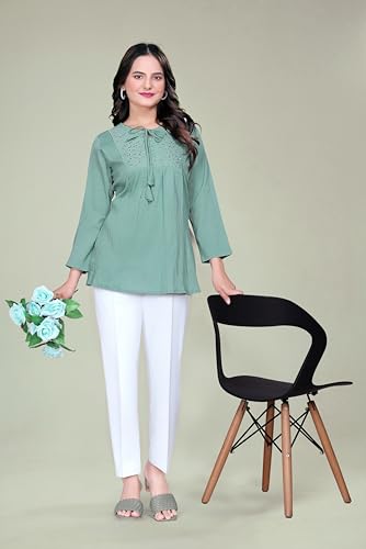 Image of Women's Tunics - Stylish & Comfortable Kurti for Women | Elegant 3 /4 Sleeve Designer Tunic Tops for Women | Indian Ethnic Short Kurti for Casual, Festive