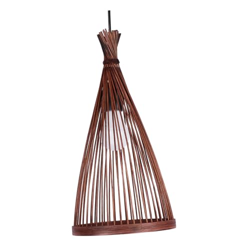 SEWACC Lámpara Colgante de Techo Estilo Chino de Bambú Clásica y Rústica con Bombilla Incluida para Restaurantes Bares Cafeterías y Decoración de Hogar