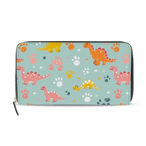 Cute Dinosaurs Women's Large Capacity Wallets Holder Wallet Credit Card Clutch Coin Pocket Pu Leather Zipper Closure Deal Gift for Women 21219873