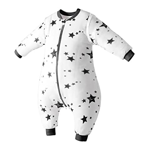 MOXTOYU Baby Sleep Bag with Feet, 100% Cotton 1.0 Tog Baby Sleeping Bag with Legs, 2-way Zipper Detachable Sleeves Swaddle Blanket, Baby Sleeping Sack with Legs Pyjamas, Newborn Babies Gifts, 12-18M Cover