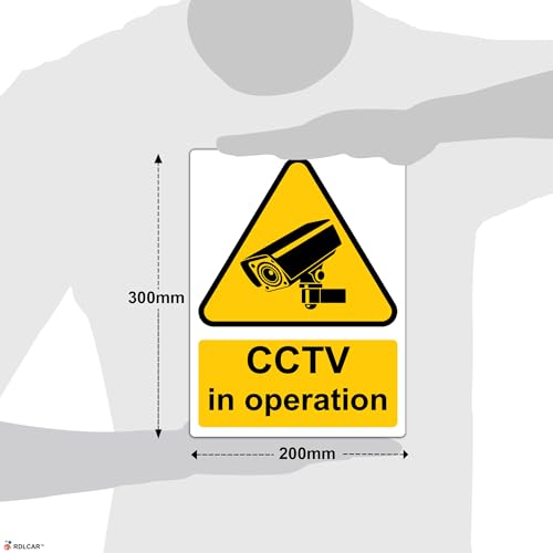 RDLCAR CCTV In Operation Signs 1mm Rigid PVC Pack of 5 Signage Durable 200mm x 300mm Security Warning Signs Outdoor - Image 2