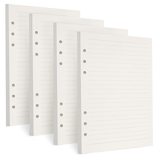 FYY A5 Refill Paper - 4 Packs 100GSM Thick Lined Paper, 6 Hole Filler Inserts, 180 Sheets (360 Pages) for 6 Ring Binder Journal Notebook