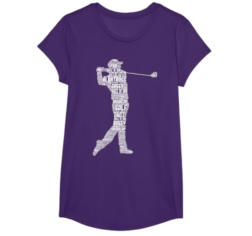 Golf Golfer Golf Player Men Children Boys T-Shirt, Girls, Purple, Small