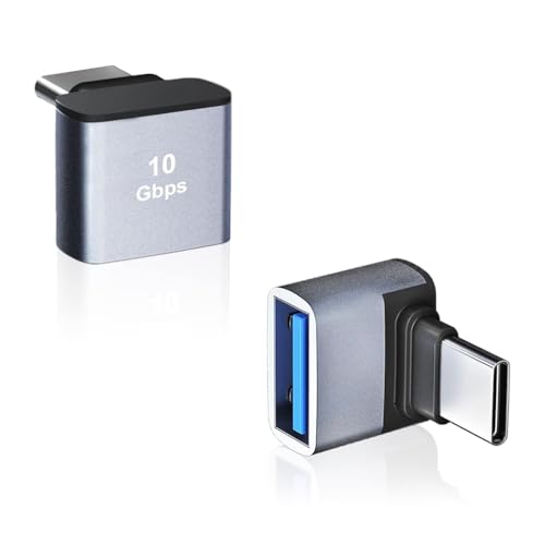 Image of Verilux 2Pcs USB C to USB A Adapter, 90 Right Angle USB-C Male to USB-A Female Converter Support USB 3.2 Gen 2 10Gbps High Speed Data Transfer & 15W Charging for iPhone 17 /16 /15, Galaxy S26 /S25 /S24