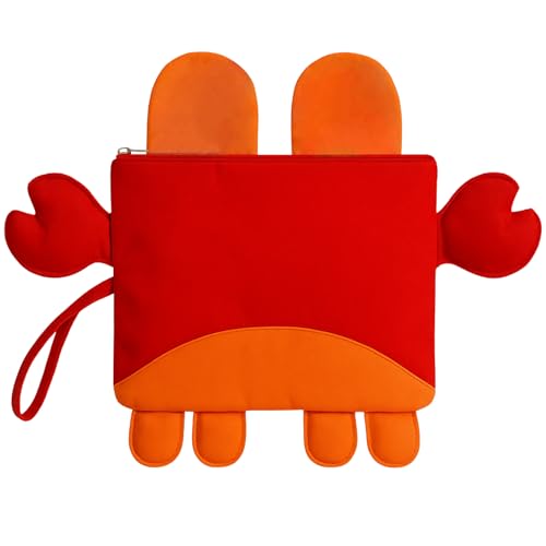 Image of Kids Swimming Bag | Mini Travel for Preschool, Nursery, Beach | Wet & Dry Separation Storage for Boys & Girls Clothes (Crab Shape Red-Orange)