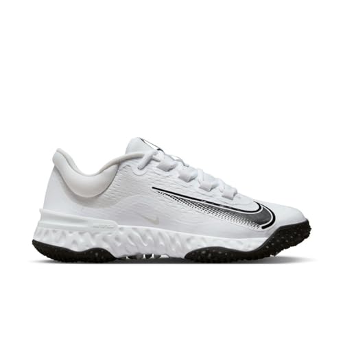 Nike Alpha Huarache Elite 4 Turf Women’s Softball Shoes (FD2746-100, White/Black-Photon DUST)