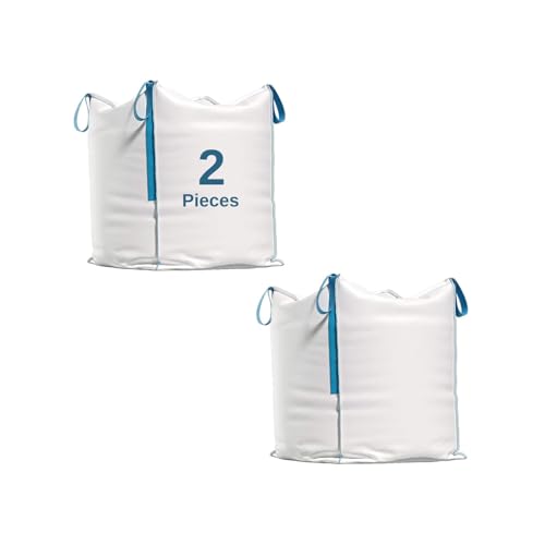 Erfu Big Bag Sac de Transport 90 x 90 x 90 cm – Capacité 1000 kg | Sac en Polypropylène Tissé avec 4 Poignées de Levage | pour Gravats | Bois, Sable,...