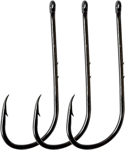 Baitholder Fishing Hooks-50/100pcs Barbed Shank Beak Bait Holder Hooks Black Carbon Steel Offset Jig Fishing Hooks with 2 Barbs for Saltwater Freshwater