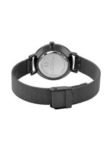 Image of French Connection Sunray Black Round Dial with Black Stainless Steel Mesh Strap Watch - for Womens FCN0137BM