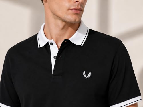 Image of Mens Pique Polo T-Shirt | Cotton Rich, Smart Fit Polo with Embroidered Logo | Casual & Sports Wear | Polo T-Shirt for Men