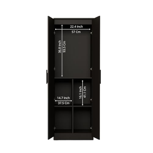 Image of Duo S Engineered Wood 2 Door Wardrobe for Bedroom | Compact Clothes Storage Cabinet with Multiple Shelves | Space Saving Cupboard | 1 Year Warranty - Wenge