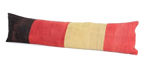 Kilimwarehouse King Size Kilim Pillow Cover 12x47 inch Handmade Lumbar Oriental Kilim Pillow Bedding Organic Oblong Accent Cushion Cover Huge Twin Extra Long Pillow