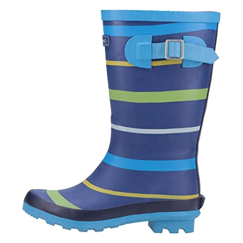 Image of Cotswold Stripe Wellington Boot Mens Blue/Green/Yellow Size 2