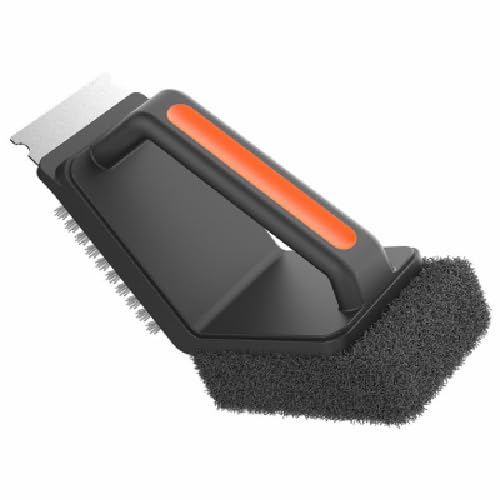 Dual-Head Grill Brush/Scrub Pad + Scraper - Quantity by Mr. Bar-B-Q – 1, Stainless Steel, Thermoplastic Rubber (TPR), Black, Model 60319Y